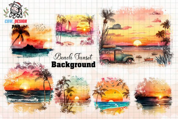 Download Beach Sunset Watercolor Collection - Sun Collection