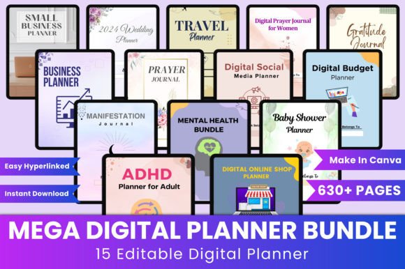 Download Mega Digital Planner Bundle Canva - Canva Collection