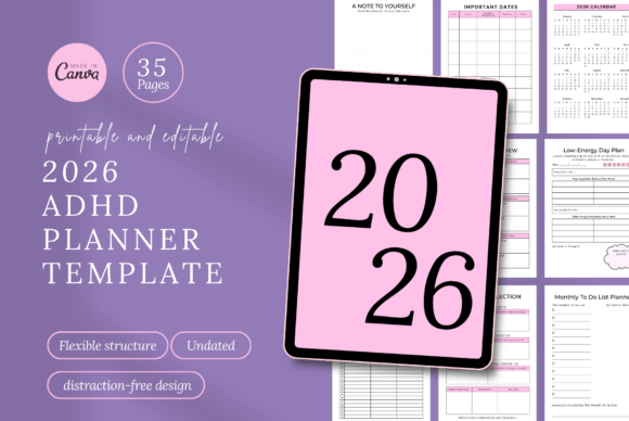 Download ADHD Digital Planner Canva Template - Canva Collection