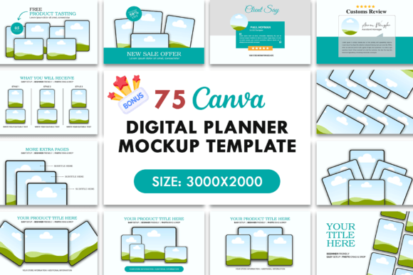 Download 75 Digital Planner Listing Canva Mockups - Canva Collection
