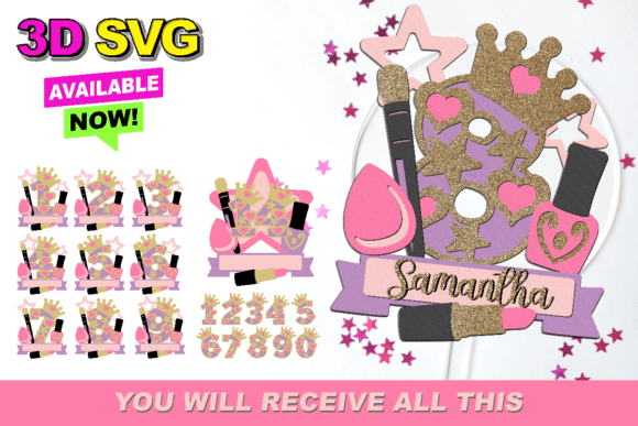 Download Make Up Cake Topper 3D SVG - Make up Collection