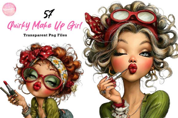 Download Watercolor Quirky Make Up Girl Clipart - Make up Collection