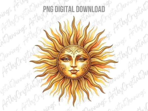 Download Celestial Sun Face Sublimation PNG - Sun Collection