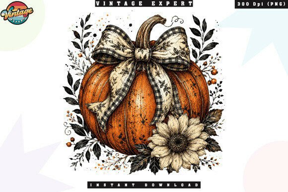 Download Vintage Pumpkin Sunflower Autumn PNG - Sun Collection