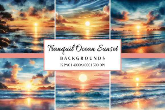 Download Tranquil Ocean Sunset Watercolor - Sun Collection