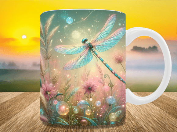 Download Golden Sunset Dragonfly Mug Wrap - Sun Collection