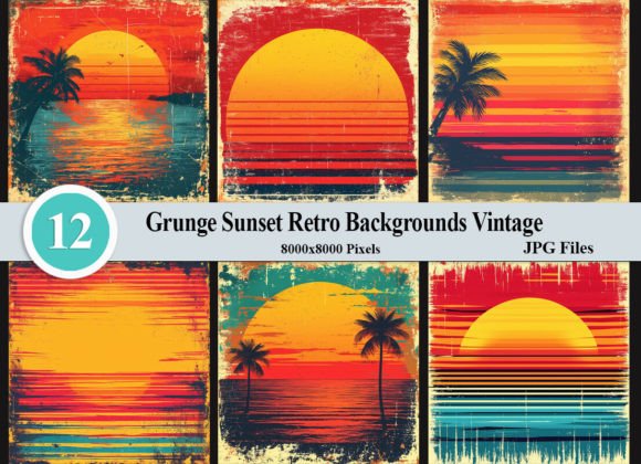 Download Grunge Sunset Retro Backgrounds Vintage - Sun Collection