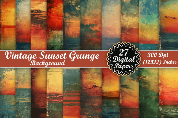 Download Vintage Sunset Grunge Background - Sun Collection