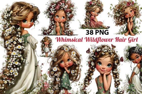 Download Whimsical Wildflower Hair Girl Clipart - Girl Collection