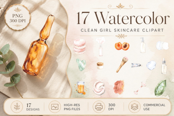 Download Clean Girl Skincare Spa Watercolor Set - Girl Collection