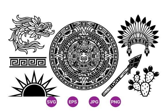 Download Aztec Tribal Sun and Symbols - Sun Collection