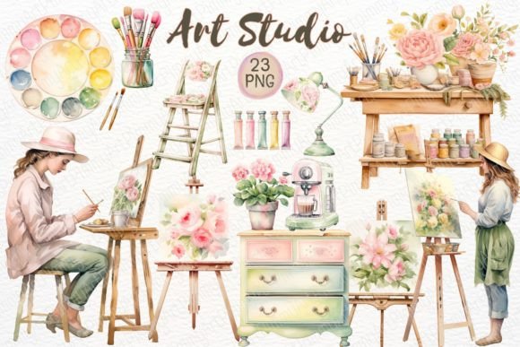 Download Artist Girl Watercolor - Art Studio PNG - Girl Collection