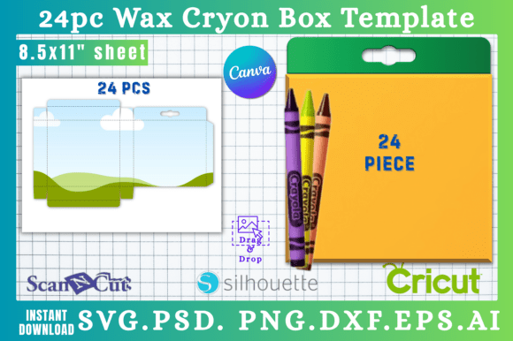 Download 24pc Wax Cryon Box SVG &amp; Canva Templates - Canva Collection