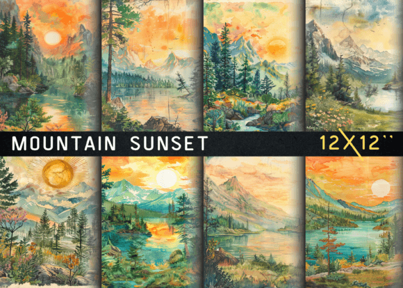 Download Mountain Sunset Junk Journal Page - Sun Collection
